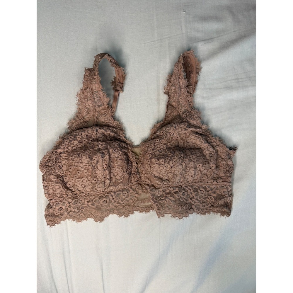 Aerie Lace Bralette Bra Mauve Nude Adjustable Straps Lightly Lined